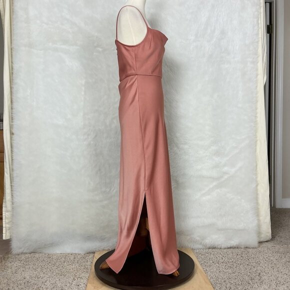 Anthropologie BHLDN Cali Satin Cowl Neck Midi Slip Dress Pink 6 - Picture 4 of 9